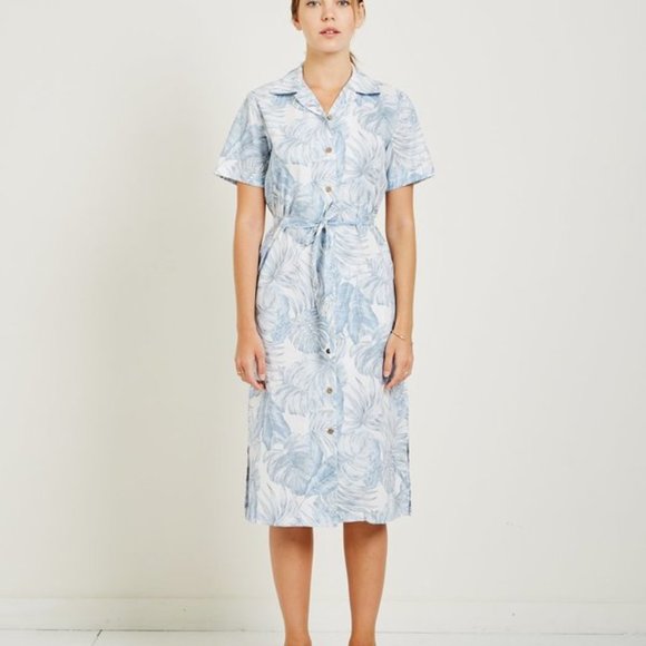 Naked & Famous White Leaves Aloha Dress - Picture 1 of 4